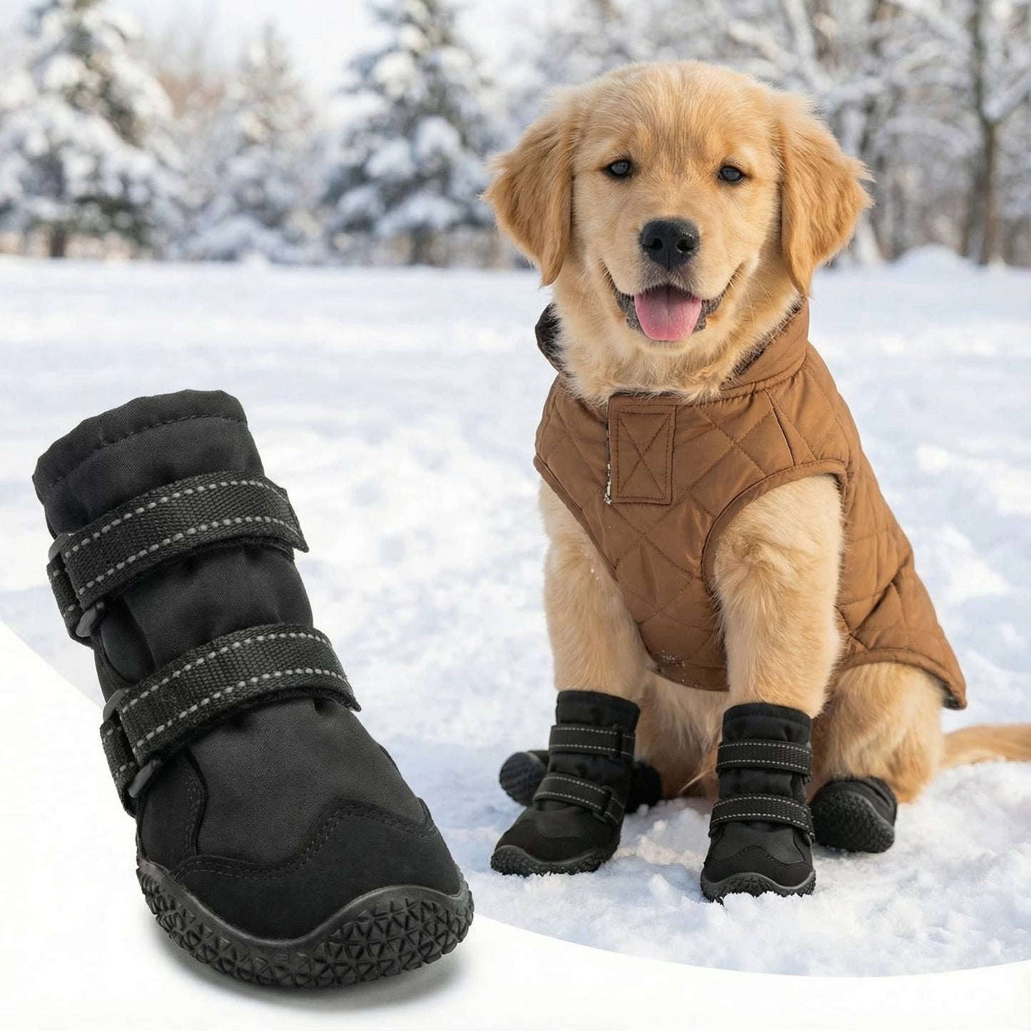 Winter Warm Dog Boots Thickened Long Velvet