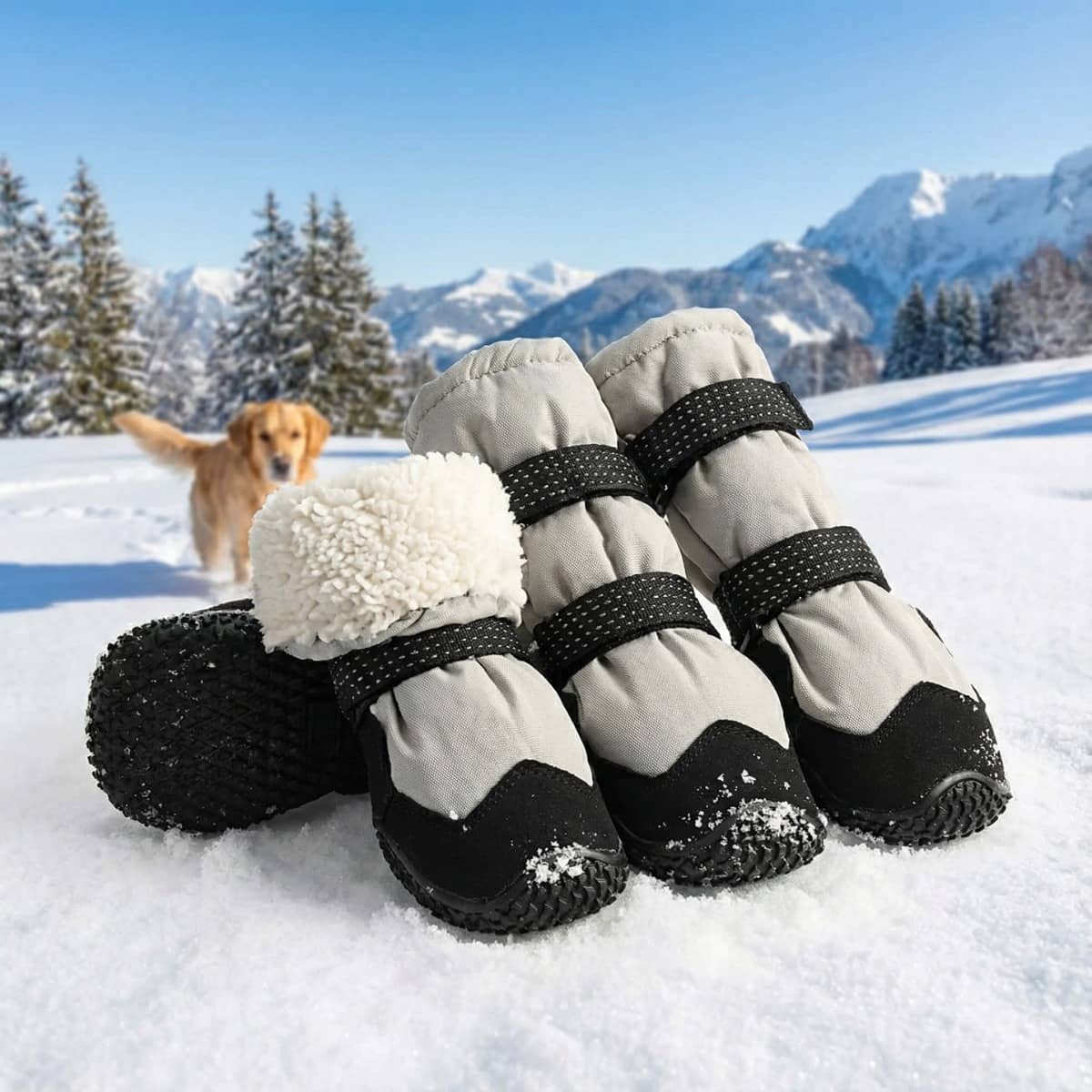 Winter Warm Dog Boots Thickened Long Velvet